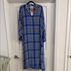 La Vie Style House Blue and Yellow Plaid Dress